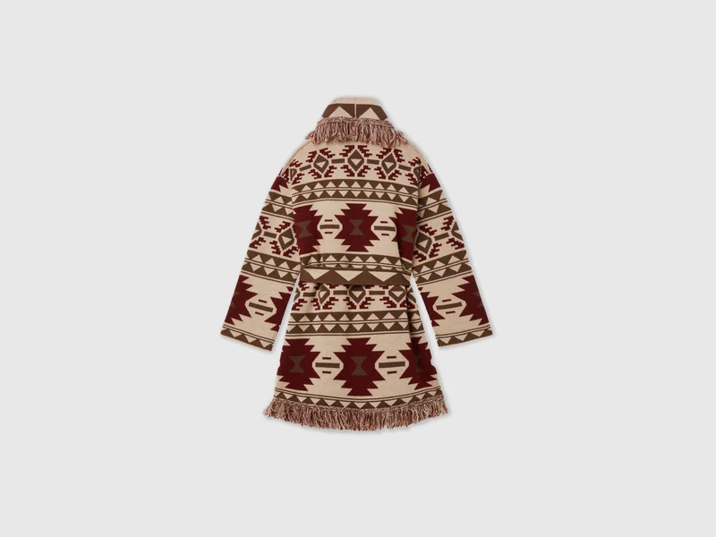 Jacquard-Strickjacke mit Fransen