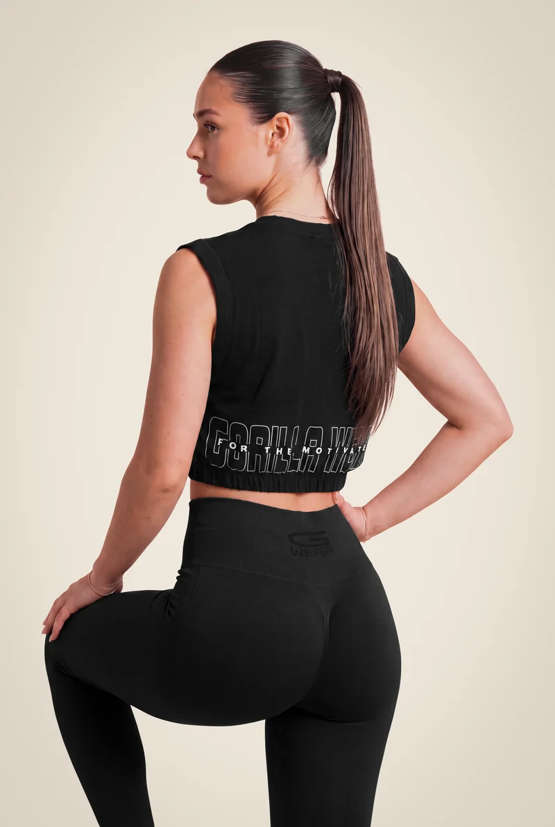 Albion Oversized Crop Top - Black