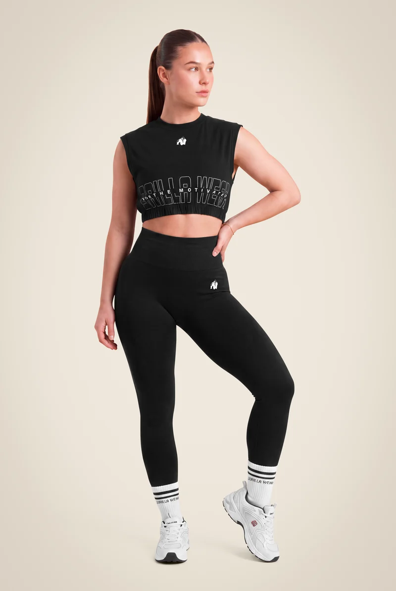 Albion Oversized Crop Top - Black