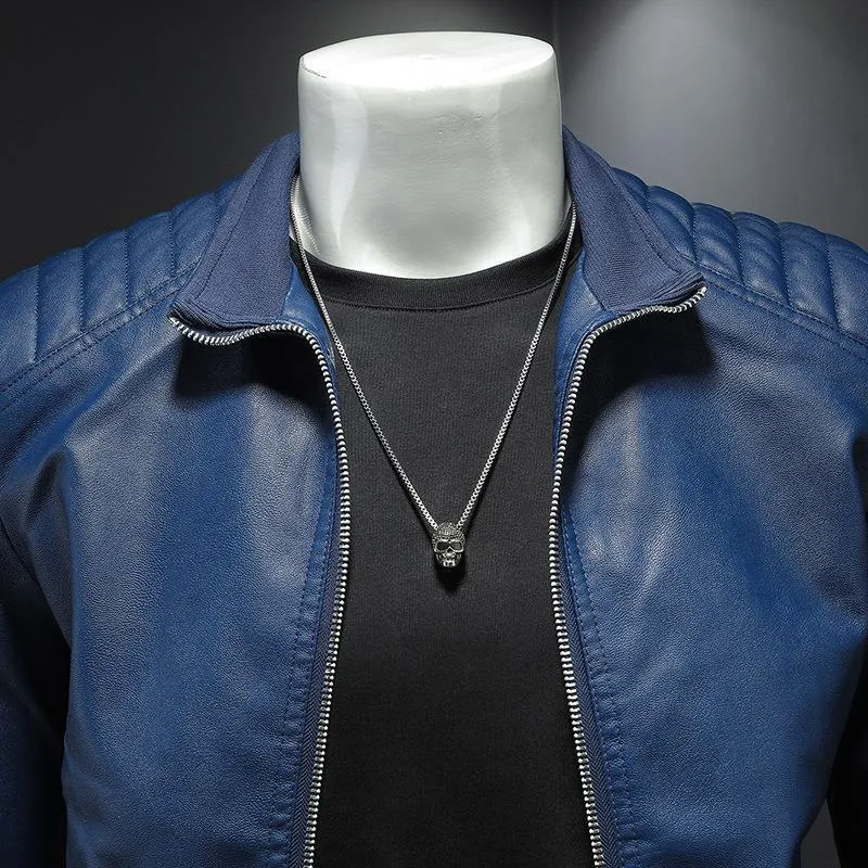 Herren Lederjacke | Leichte Jacke aus PU-Leder mit Reißverschluss und Steppdetails