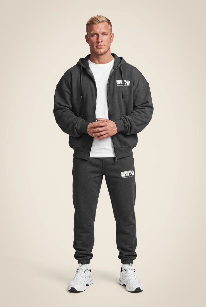 Classic Oversized Zipped Hoodie - Dark Gray Melange