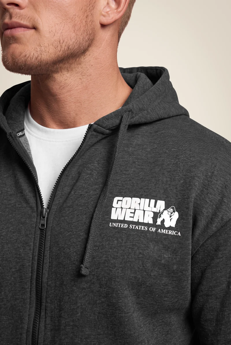 Classic Oversized Zipped Hoodie - Dark Gray Melange