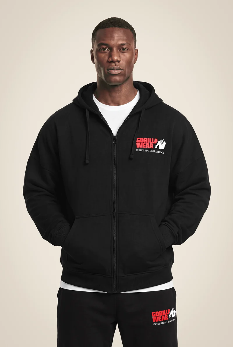 Classic Oversized Zipped Hoodie - Black