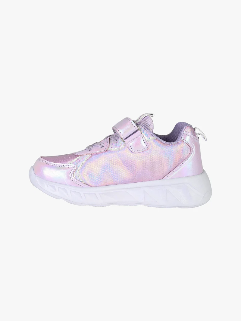 Sneakers da bambina unicorno con luci e chiusura a strappo - lilla