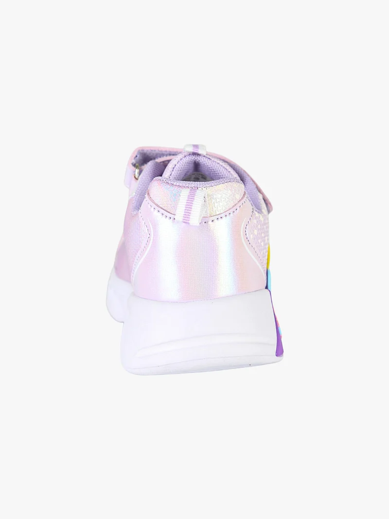 Sneakers da bambina unicorno con luci e chiusura a strappo - lilla