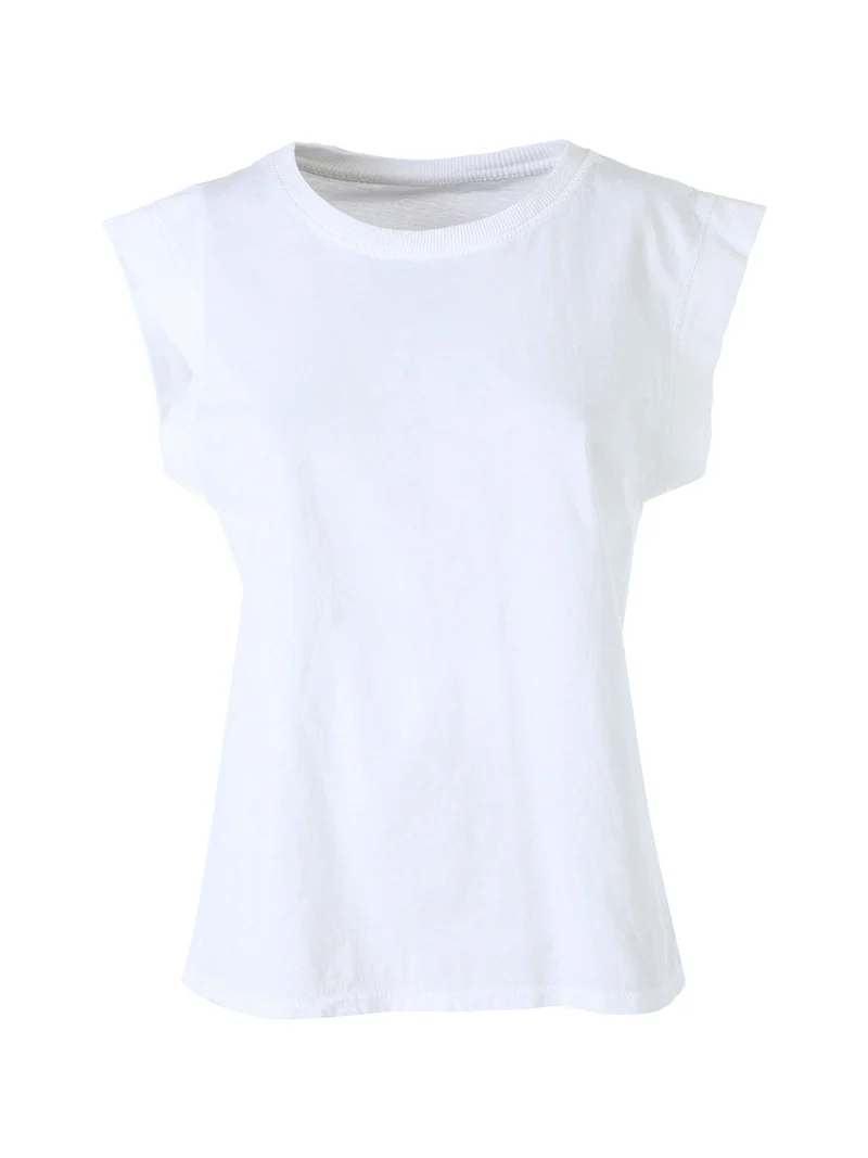 T-shirt donna in cotone senza maniche - bianco