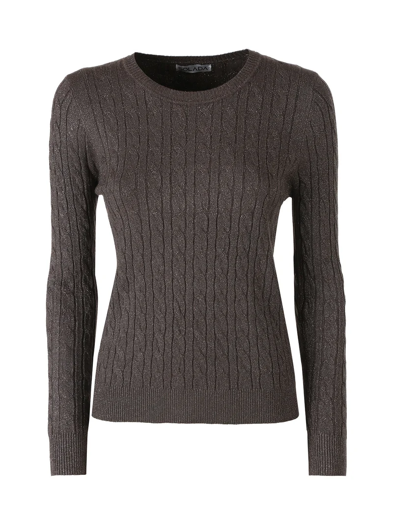 Pullover donna in maglia con lurex - moro