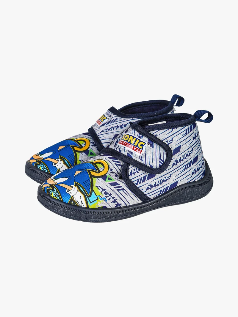 Pantofole alte da bambino con chiusura a strappo - grigio