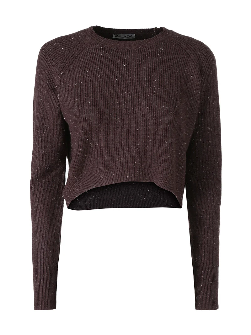 Maglione donna cropped con lurex - moro
