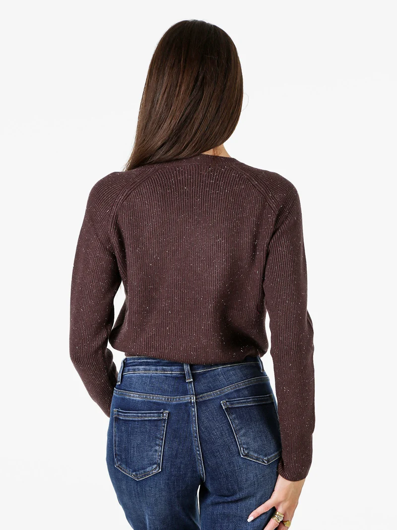 Maglione donna cropped con lurex - moro