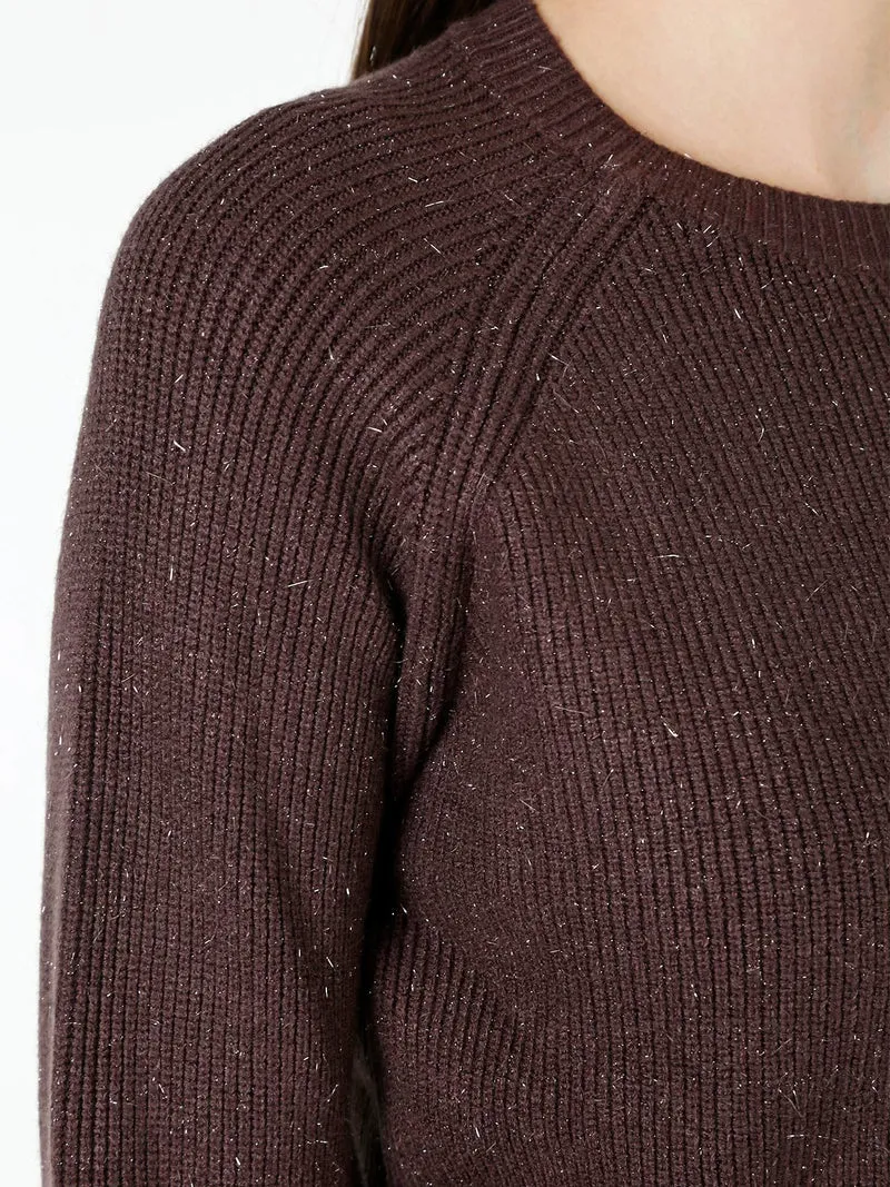 Maglione donna cropped con lurex - moro