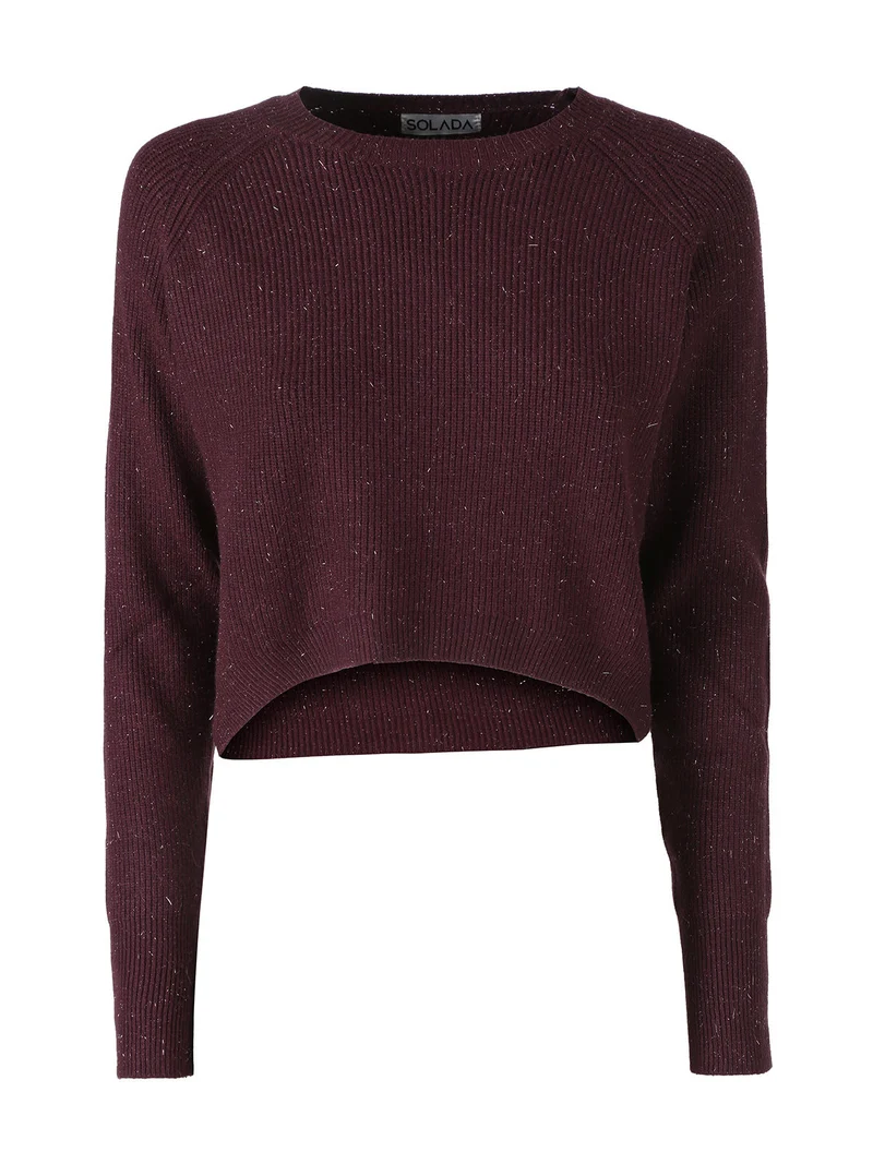 Maglione donna cropped con lurex - bordeaux