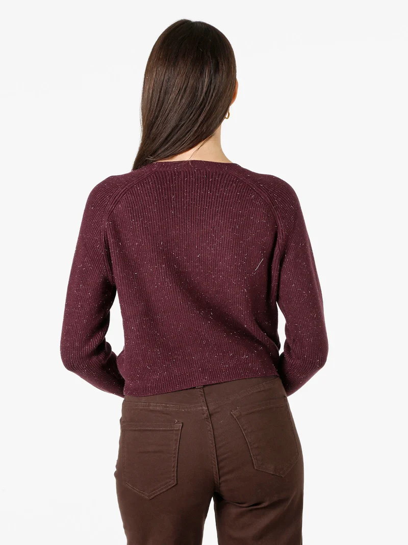 Maglione donna cropped con lurex - bordeaux