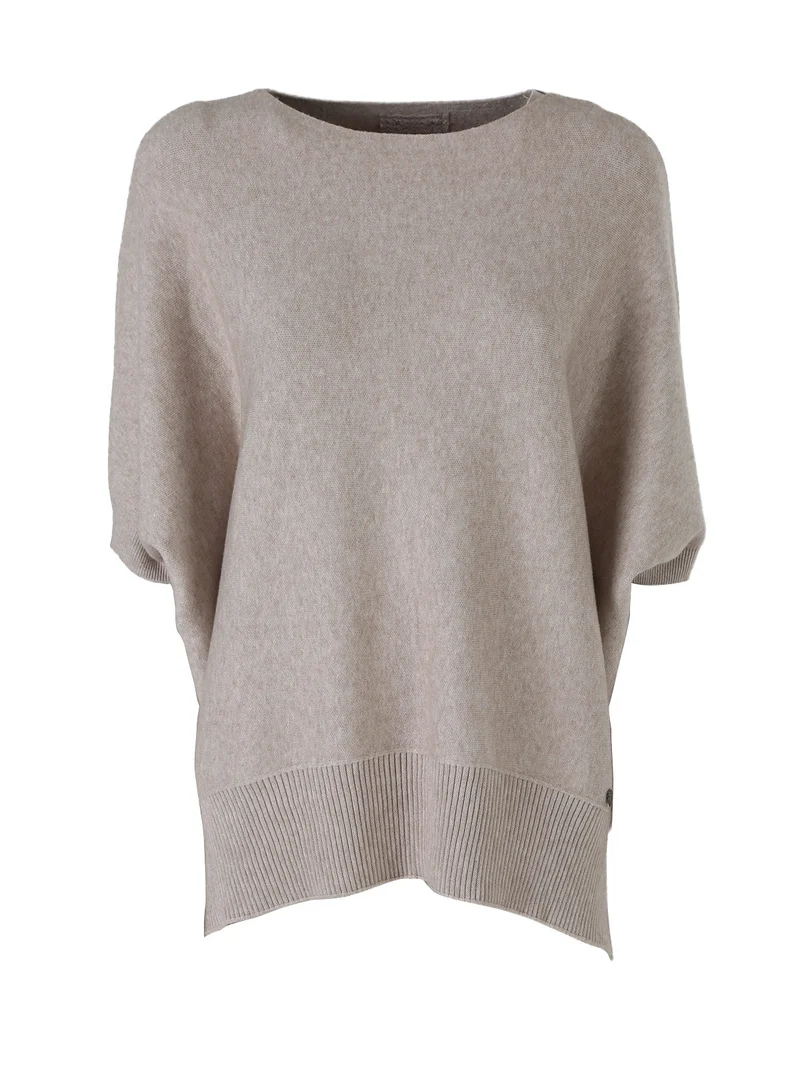 Maglia donna poncho con maniche - beige