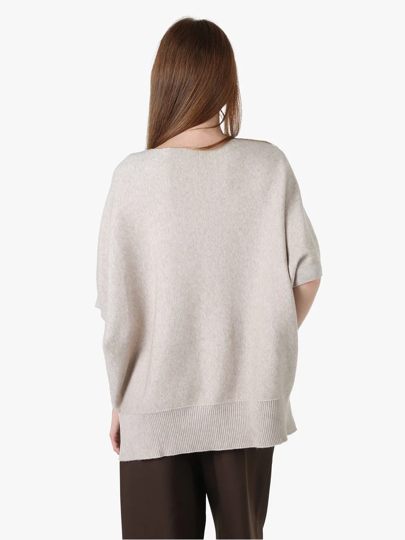 Maglia donna poncho con maniche - beige