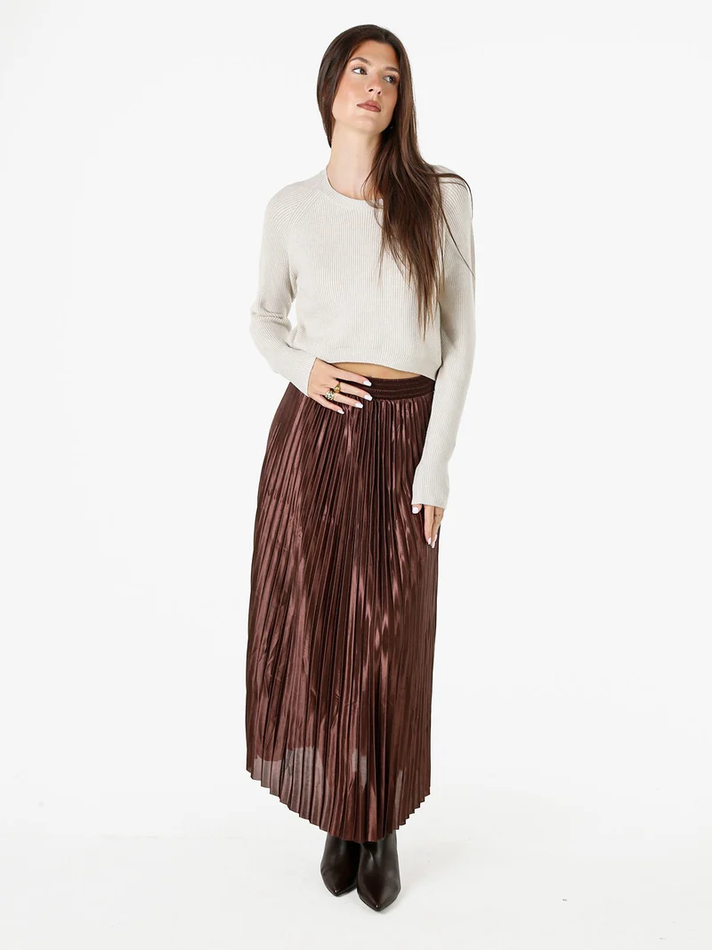 Maglione donna cropped con lurex - beige