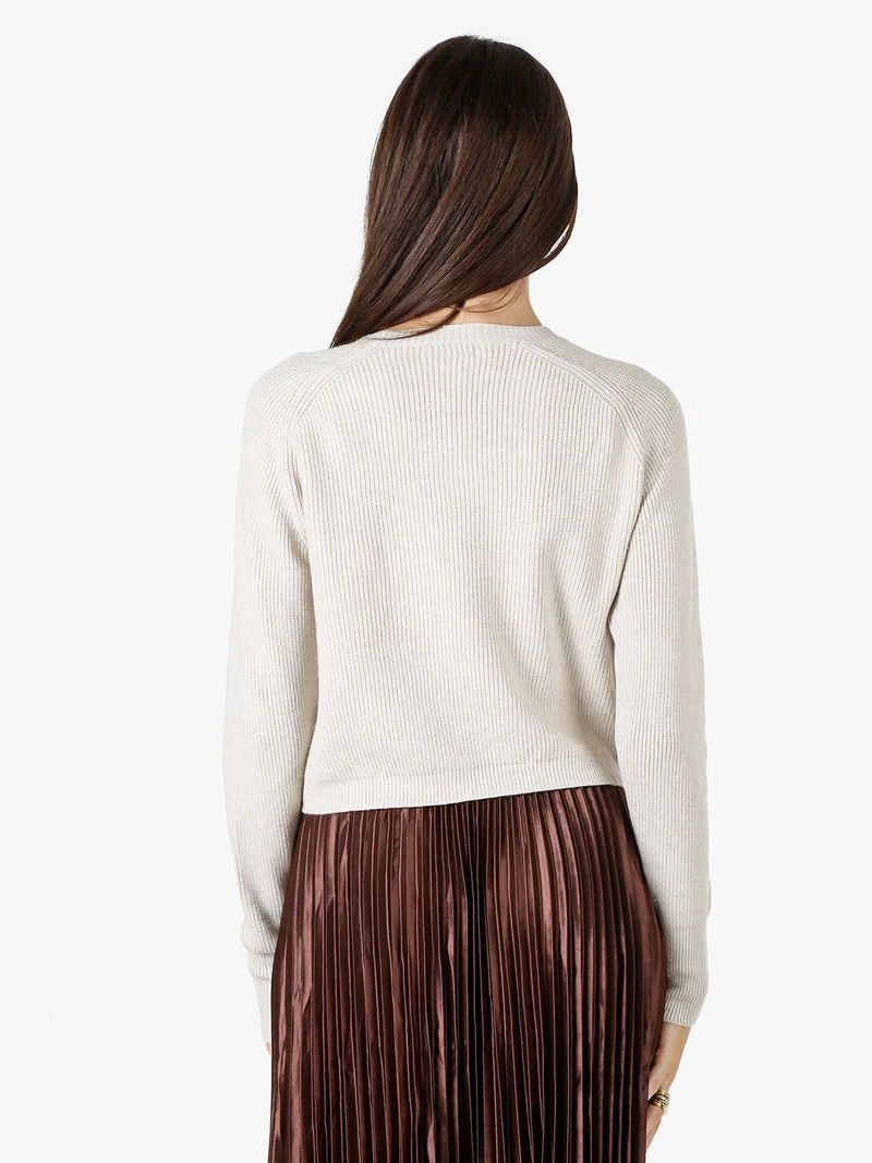 Maglione donna cropped con lurex - beige