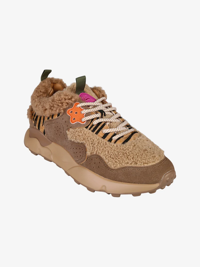 Sneakers donna con dettagli orsetto e platform - taupe