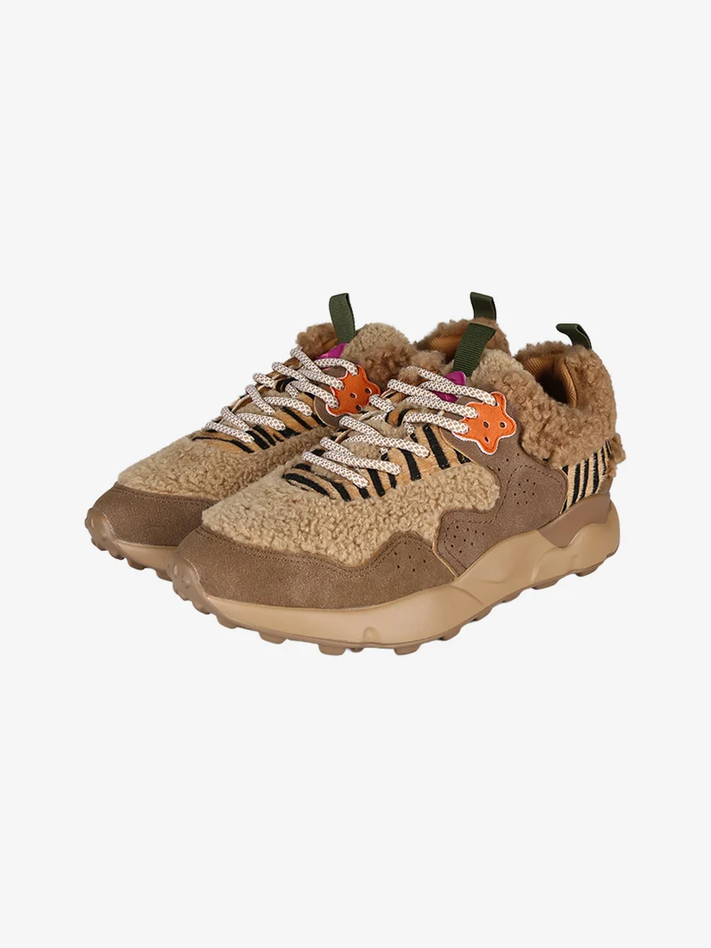 Sneakers donna con dettagli orsetto e platform - taupe