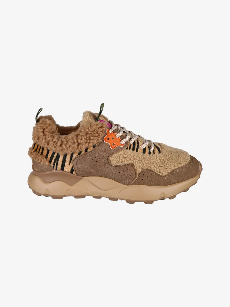 Sneakers donna con dettagli orsetto e platform - taupe