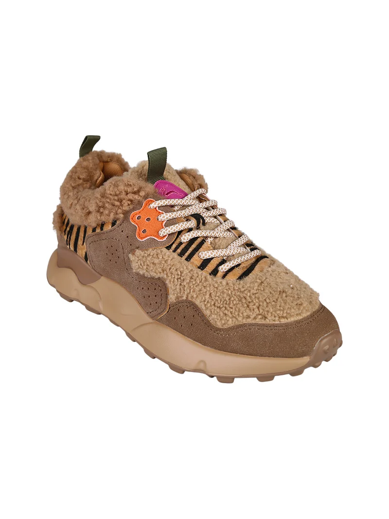 Sneakers donna con dettagli orsetto e platform - taupe