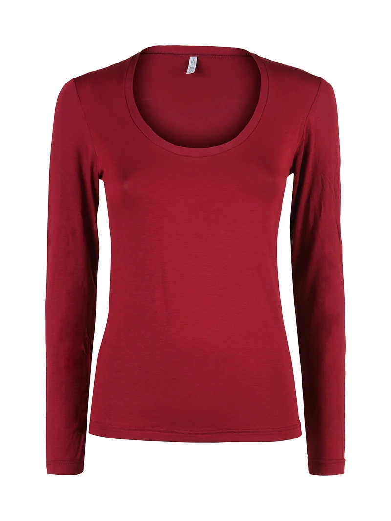 T-shirt donna a maniche lunghe - bordeaux