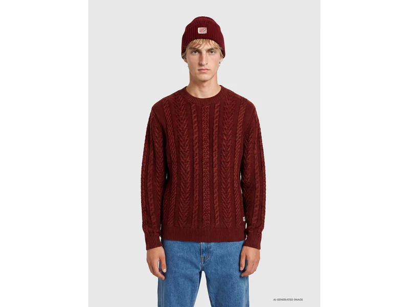 Zopfstrickpullover aus 100 % Wolle