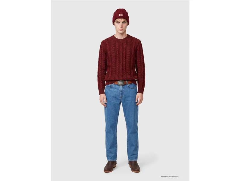 Zopfstrickpullover aus 100 % Wolle