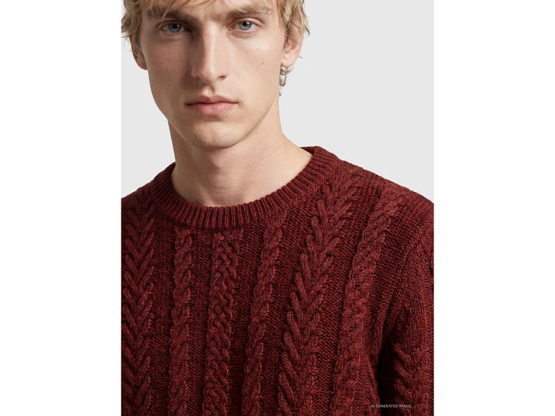 Zopfstrickpullover aus 100 % Wolle