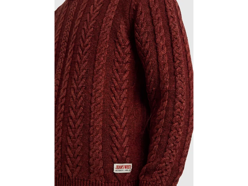 Zopfstrickpullover aus 100 % Wolle