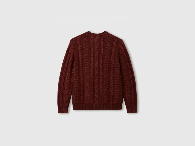 Zopfstrickpullover aus 100 % Wolle