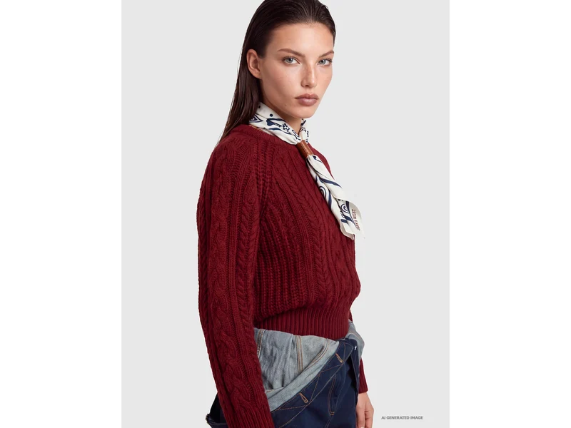 Zopfstrickpullover aus 100 % Wolle