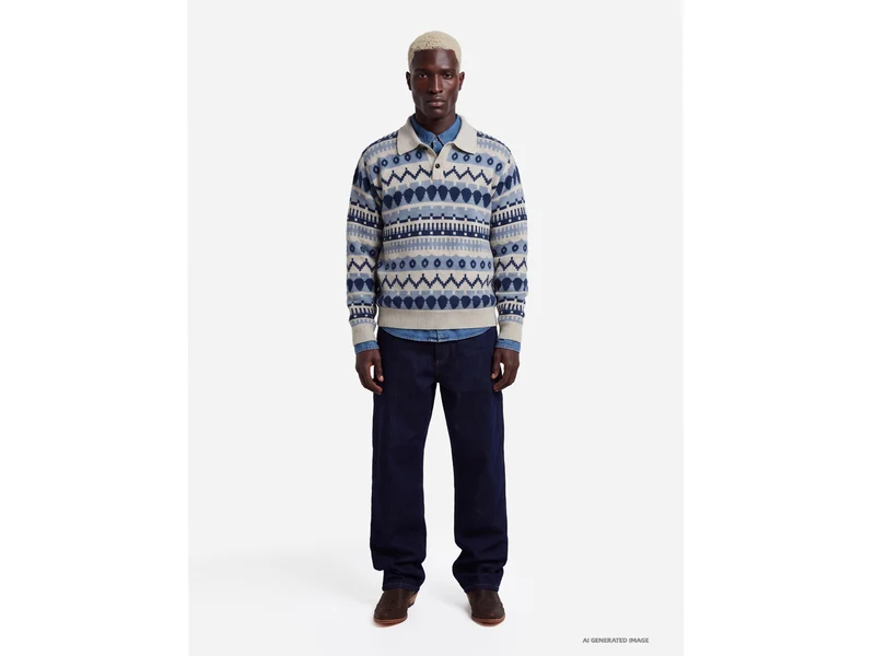 Poloshirt aus Wollmischung mit Jacquardmuster