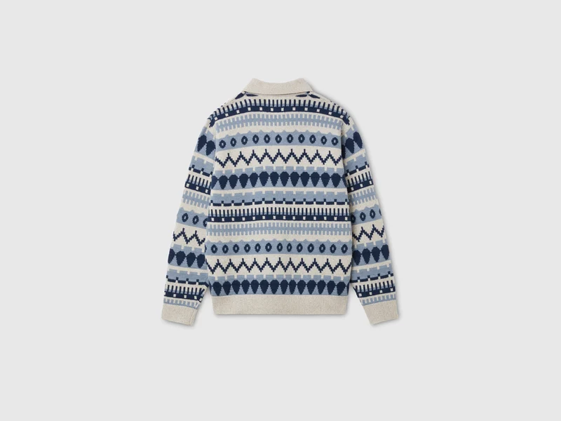 Poloshirt aus Wollmischung mit Jacquardmuster