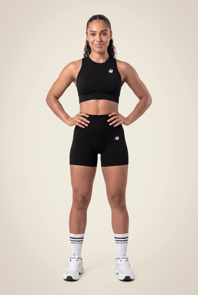 Olivia Seamless Crop Top - Black