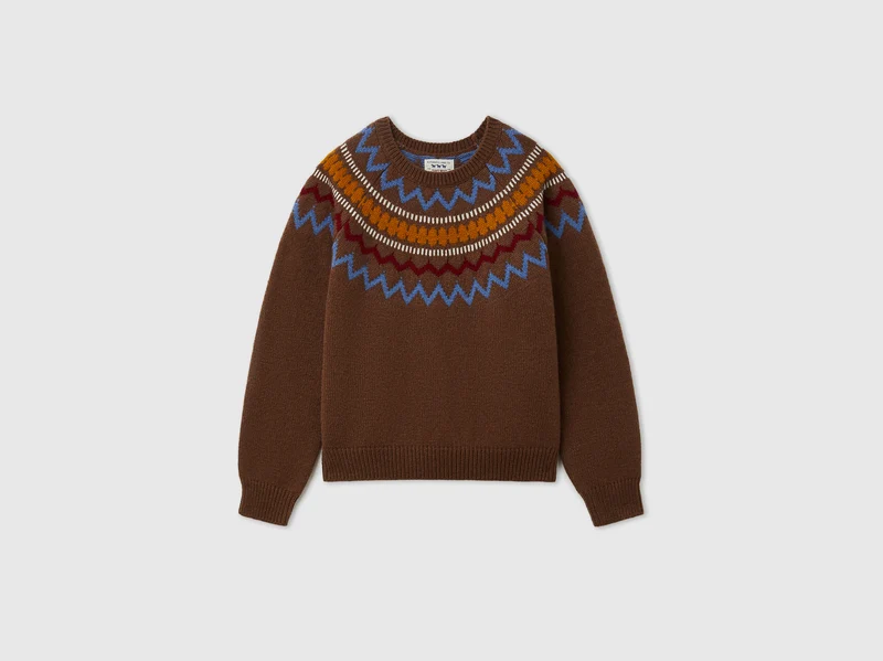 Wollmischung Jacquardpullover