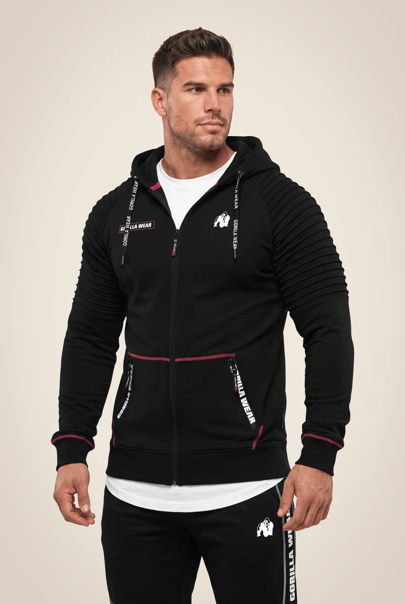 Georgia Zipped Hoodie - Black