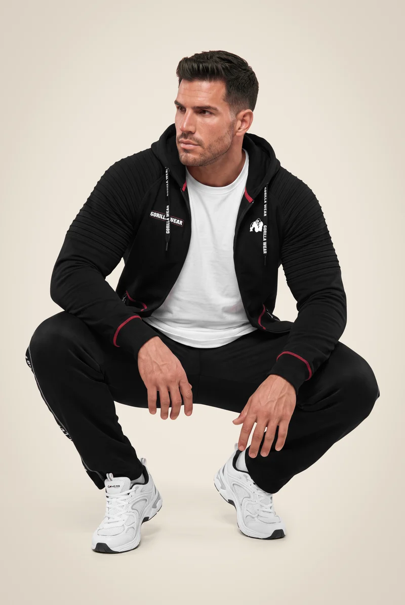 Georgia Zipped Hoodie - Black