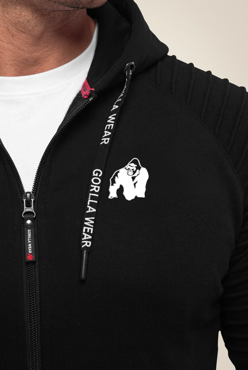 Georgia Zipped Hoodie - Black