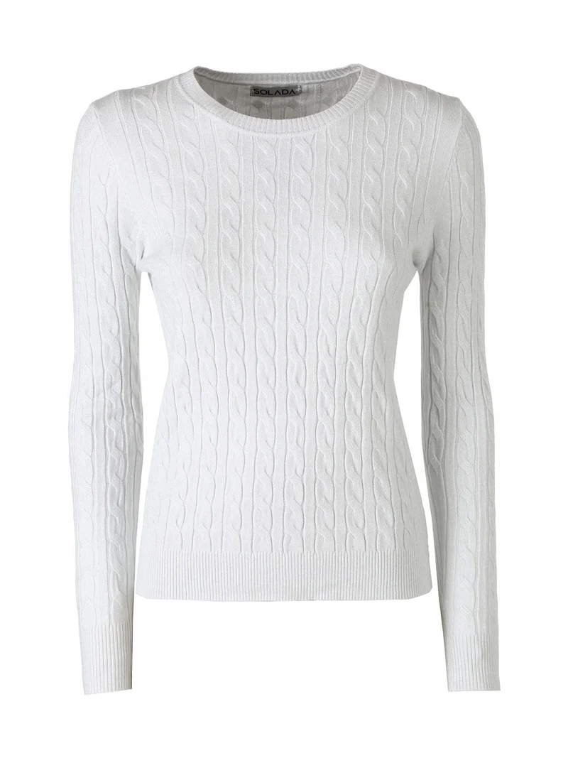 Pullover donna in maglia con lurex - perla