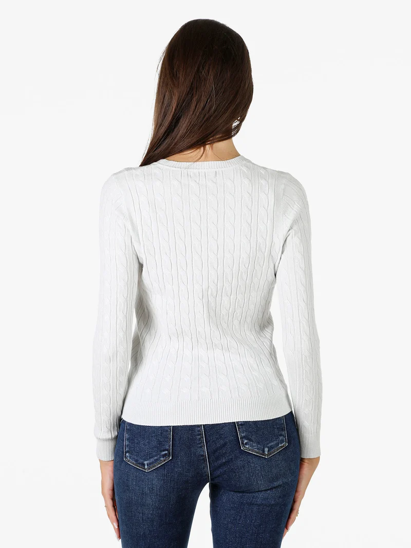 Pullover donna in maglia con lurex - perla