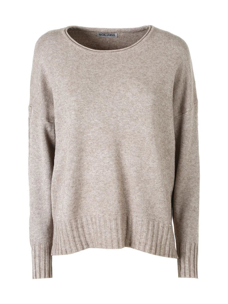 Maglione girocollo da donna oversize - sabbia