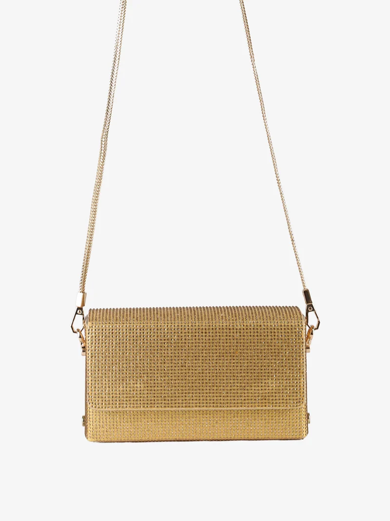 Pochette elegante da donna con strass - oro