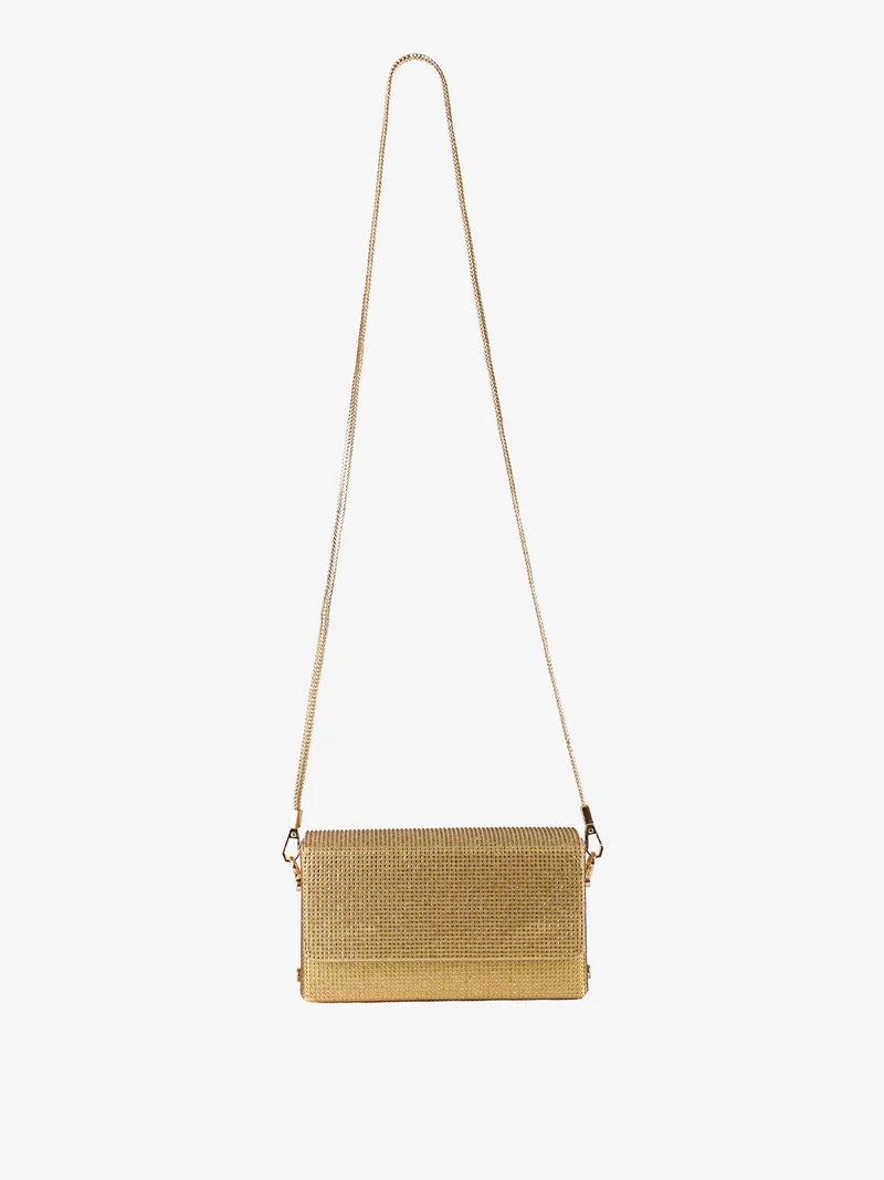 Pochette elegante da donna con strass - oro