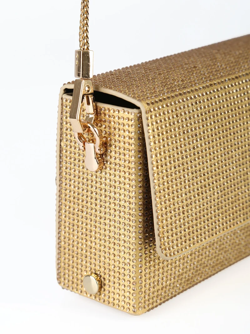 Pochette elegante da donna con strass - oro