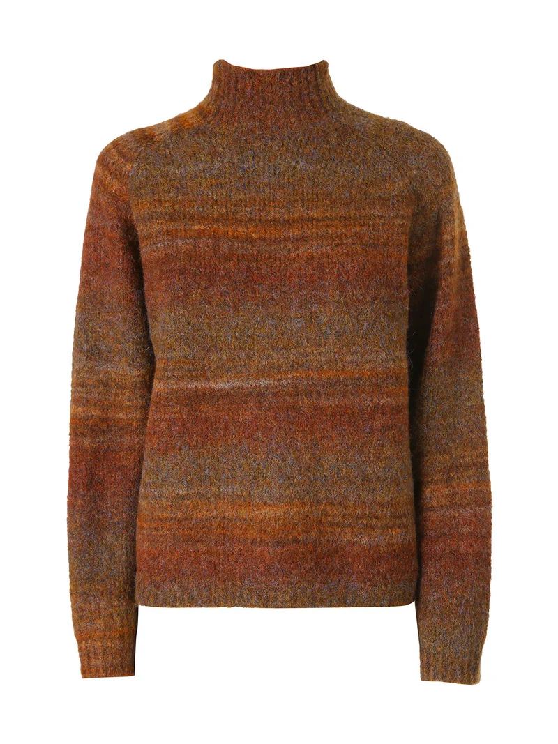 Maglione donna multicolore con collo a lupetto - moro