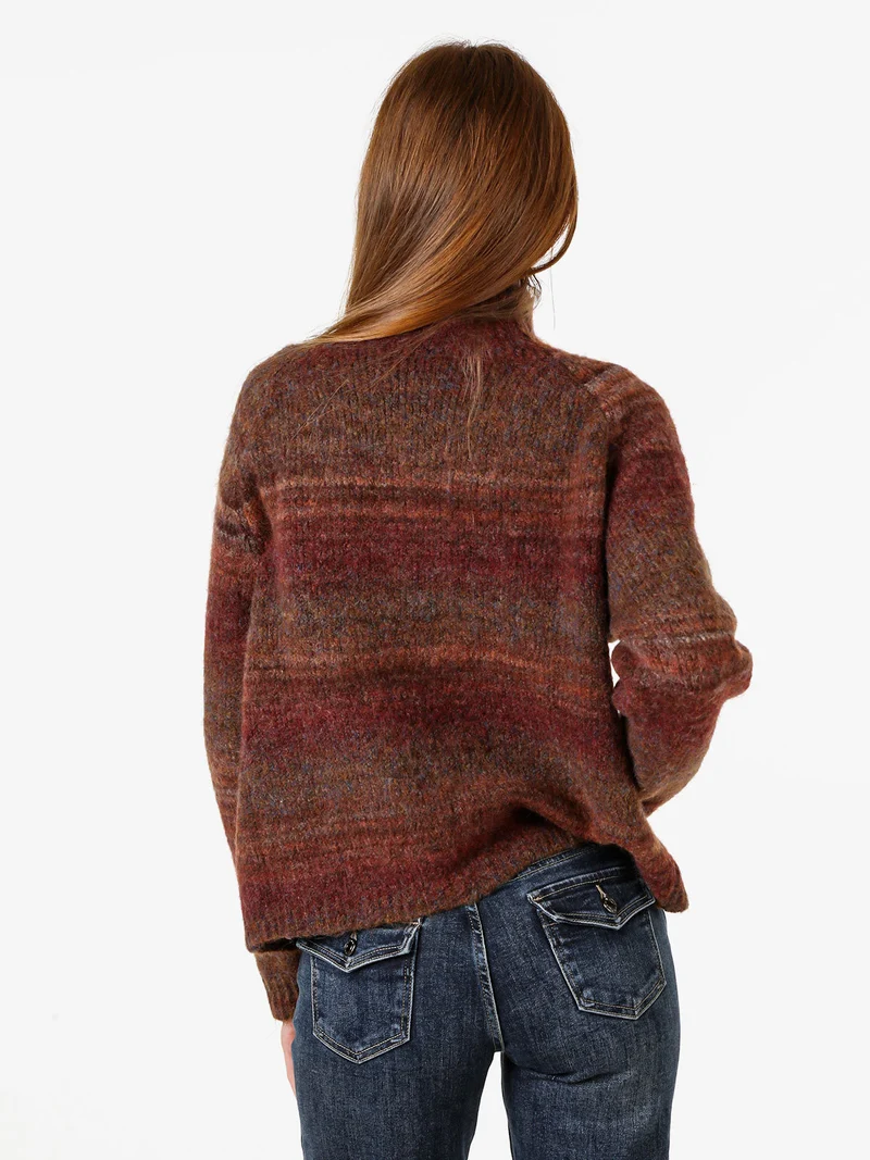 Maglione donna multicolore con collo a lupetto - moro