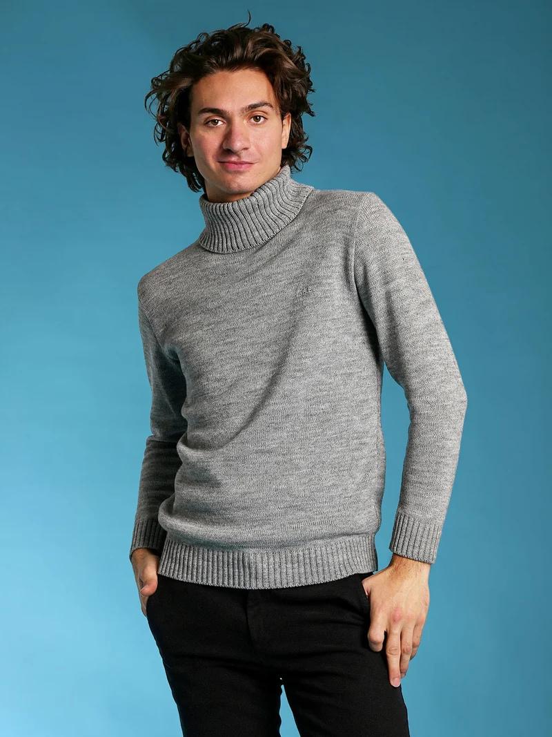 Maglione da uomo dolcevita - grigio