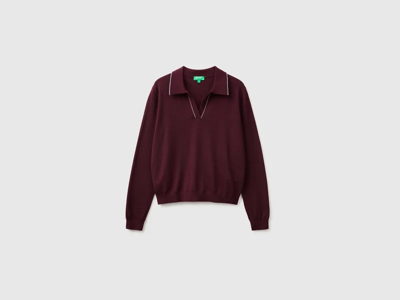Gestricktes Poloshirt aus reiner Merinowolle