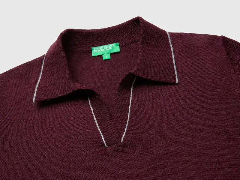 Gestricktes Poloshirt aus reiner Merinowolle